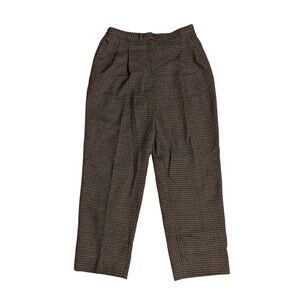 Vintage 80s High Waist Houndstooth Wool Blend Trousers womenMade in Romania Sz 8